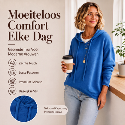 Casuele gebreide trui met capuchon voor dames