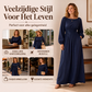Dames maxi-jurk met strepen en elastische taille