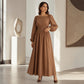 Dames maxi-jurk met strepen en elastische taille