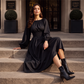 Dames maxi-jurk met strepen en elastische taille