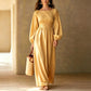 Dames maxi-jurk met strepen en elastische taille