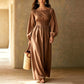 Dames maxi-jurk met strepen en elastische taille