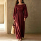 Dames maxi-jurk met strepen en elastische taille