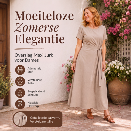 Elegante midi-jurk voor dames met verstelbare ceintuur