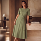 Elegante midi-jurk voor dames met verstelbare ceintuur