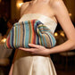Geweven gestreepte clutch voor dames