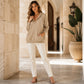 Hoodie van corduroy met halve knoopsluiting voor dames