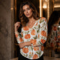 Casual gebreide damesblouse met V-hals en print