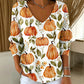 Casual gebreide damesblouse met V-hals en print