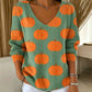 Casual gebreide damesblouse met V-hals en print