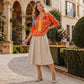 Casual gebreide damesblouse met V-hals en print