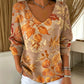 Casual gebreide damesblouse met V-hals en print
