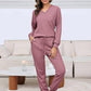 Slaapkleding set met V-hals en wafelstructuur voor dames