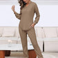 Slaapkleding set met V-hals en wafelstructuur voor dames