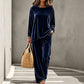 Fluwelen set voor dames: top met lange mouwen en wijde broek