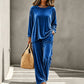 Fluwelen set voor dames: top met lange mouwen en wijde broek