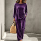 Fluwelen set voor dames: top met lange mouwen en wijde broek