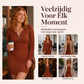 Gebreide jurk met ribstructuur en rits aan de voorkant voor dames