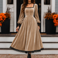 Vierkante hals vintage fluwelen jurk voor dames