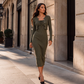 Geribbelde bodycon-jurk voor dames met kort vest