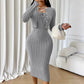 Geribbelde bodycon-jurk voor dames met kort vest
