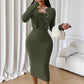 Geribbelde bodycon-jurk voor dames met kort vest