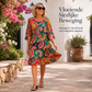🌸 Nieuwe Collectie 👗 Dames Geplooide Jurk met Etnische Print en V-Hals – Uniek design, elegante uitstraling & comfortabele pasvorm ✨
