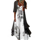 Dames Boho Bloemen Maxi Jurk & Omslagdoek Set