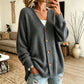 🔥 Tijdelijke Aanbieding ✨ Dames Oversized Gebreid Vest met V-Hals – Trendy Comfort & Relaxte Pasvorm 🤍