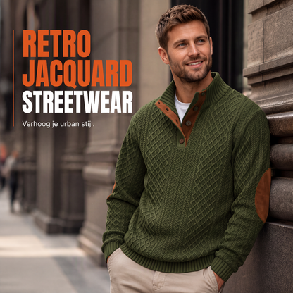 Casuale losvallende jacquard sweatshirt voor heren