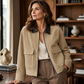 Dames corduroy jack met contrasterende revers