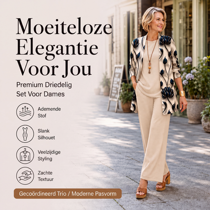 Elegante bedprintte 3-delige set voor dames
