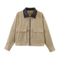 Dames corduroy jack met contrasterende revers