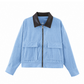 Dames corduroy jack met contrasterende revers