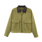 Dames corduroy jack met contrasterende revers