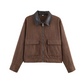 Dames corduroy jack met contrasterende revers