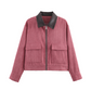 Dames corduroy jack met contrasterende revers