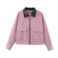 Dames corduroy jack met contrasterende revers