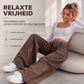 Casual wijde pijpen broek voor dames, ruimvallende pasvorm