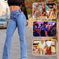 Elastische Flare Jeans met Hoge Taille