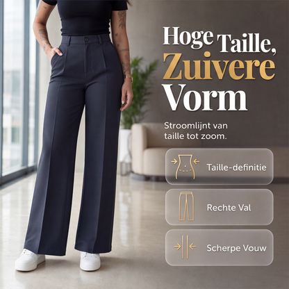 Casuele broek met hoge taille en rechte pijpen voor dames