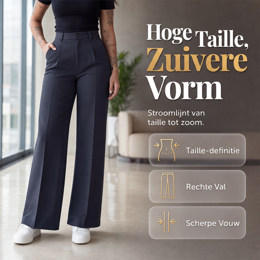 Casuele broek met hoge taille en rechte pijpen voor dames