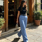 Casuele broek met hoge taille en rechte pijpen voor dames