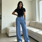 Casuele broek met hoge taille en rechte pijpen voor dames