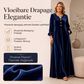 Elegante fluwelen maxi-jurk voor dames met geplooide mouwen