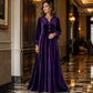 Elegante fluwelen maxi-jurk voor dames met geplooide mouwen