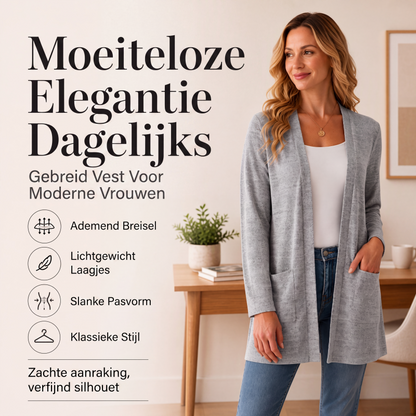 Casual damesvest met open voorkant en zakken
