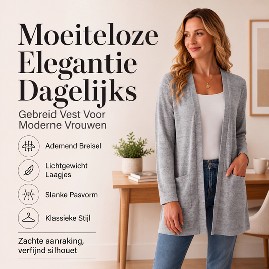 Casual damesvest met open voorkant en zakken