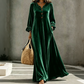 Elegante fluwelen maxi-jurk voor dames met geplooide mouwen