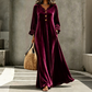 Elegante fluwelen maxi-jurk voor dames met geplooide mouwen